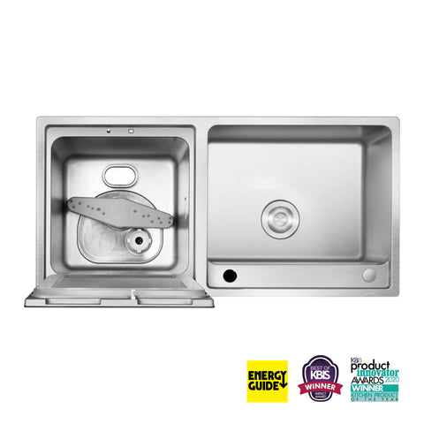 Top View of FOTILE SD2F-P1X 3-IN-1 In-Sink Dishwasher with Open Dishwasher Door