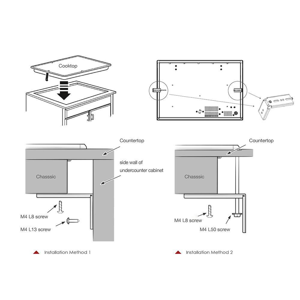 Diagrama de instalación de la encimera de gas FOTILE GLS30501 Tri-Ring