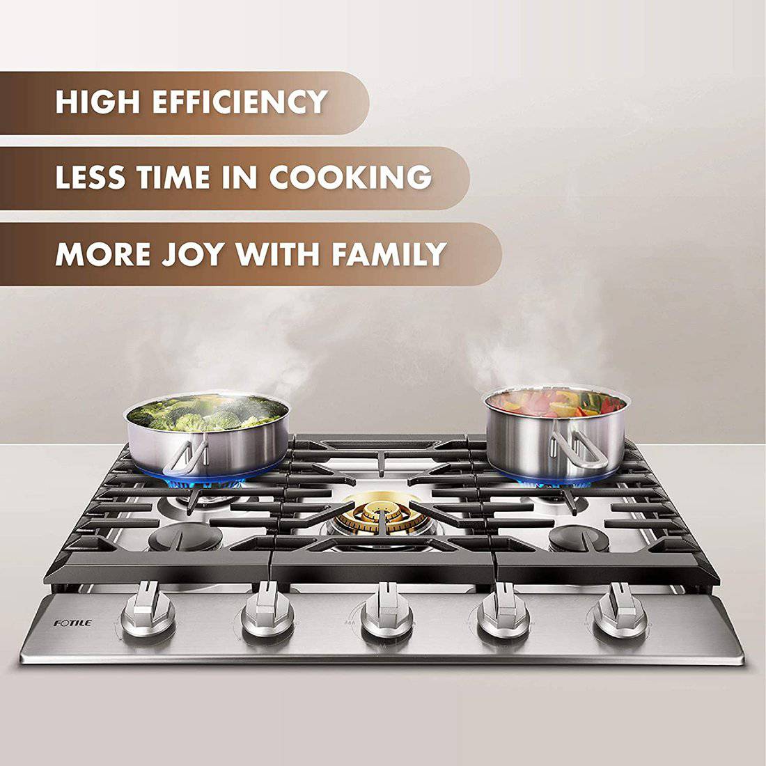 FOTILE GLS30501 Tri-Ring Gas Cooktop Cocina dos ollas de verduras al vapor