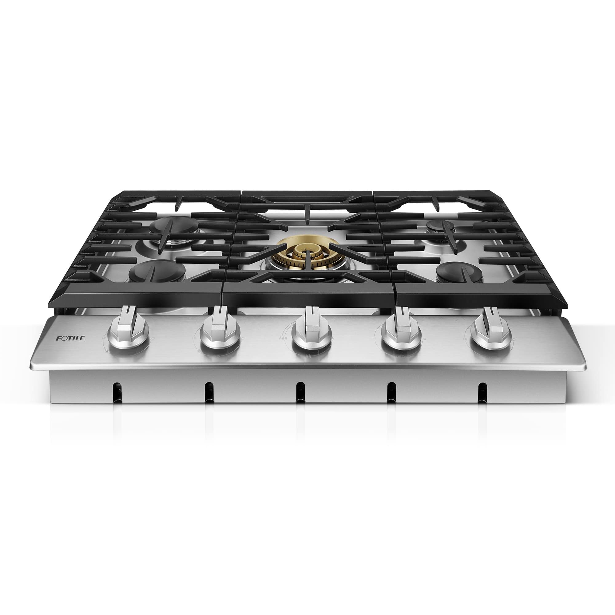 Trifecte Galway 36 in. GAS Cooktop in Stainless Steel with 5 Burners Including Power Burners and Cast Iron Griddle, Silver